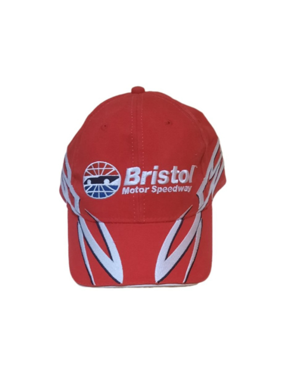 vintage Bristol Motor Speedway Valvoline Racing red flame strapback hat.